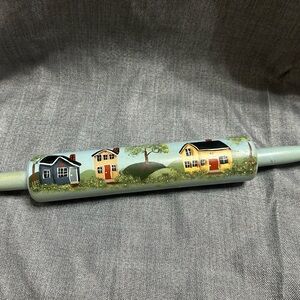 Hand-Painted Rolling Pin with House Design